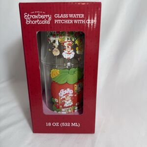 NEW! Strawberry Shortcake Glass Water Pitcher with Cup - Hard to Find!
